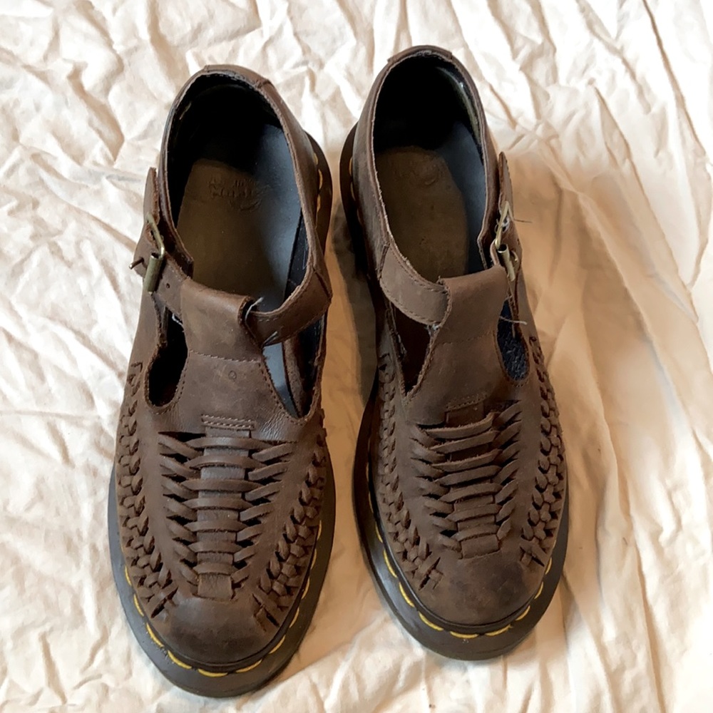 Doc Martens Mindy Mary Jane brown leather sandal shoes